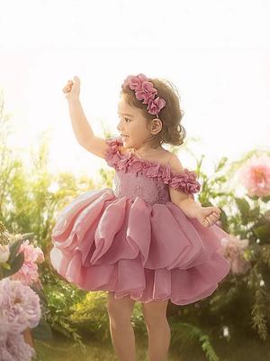 Vestito da Principessa per Bambina 2025: Abito Formale Floreale 3D per Spettacoli, Recital ed Eventi in Passerella.