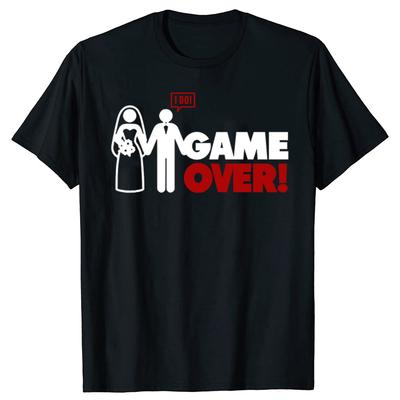 Letnie koszulki hiphopowe Game Over ślub wieczór kawalerski dla mężczyzn koszulka panna młoda pan młody bawełna krótki rękaw okrągły dekolt T-shirt topy