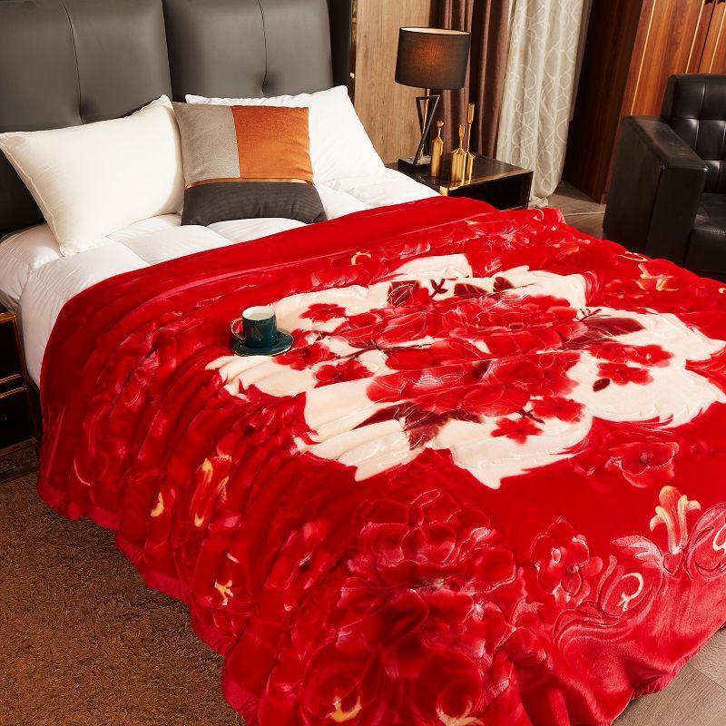 G5Z Double Layer Thickened Raschel Blanket - Cozy Autumn/Winter Quilt for Couples or Wedding Cover