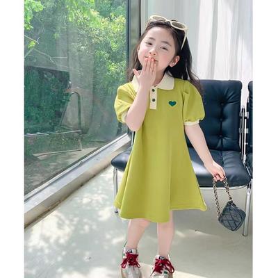 Mädchen Polokragen Prinzessinnenkleid Sommer Kindermode Puffärmelkleid