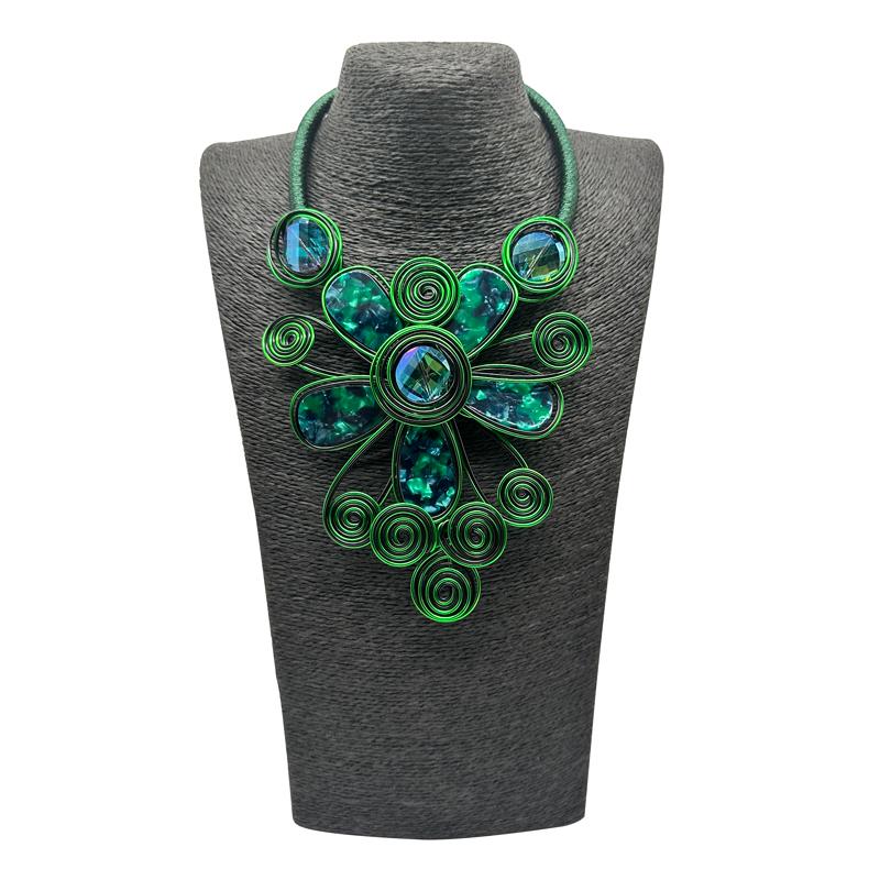 

2024 New African Flowers Aluminium Wire Necklace Earrings Set For Women Party Wedding Dress 45cm