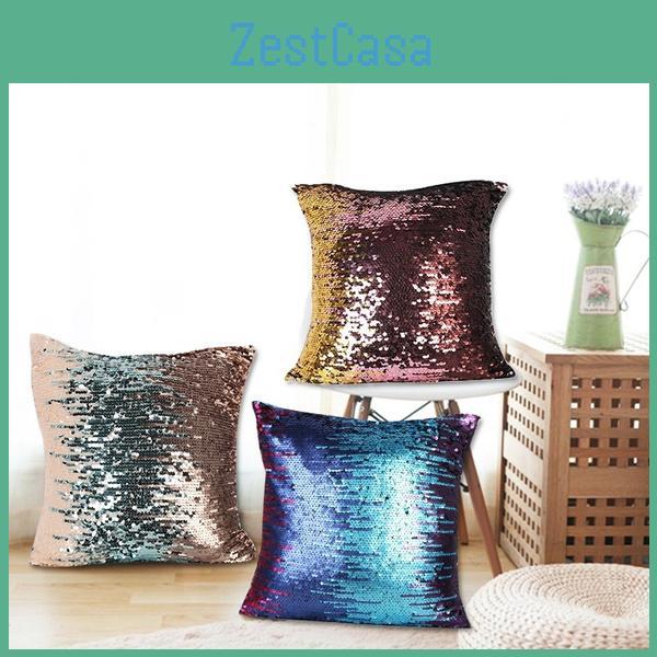 Luxurious Sequin Pillow Cover Double-sided Reversible Meteor Shower Design For Sofa Or Bedroom Decor