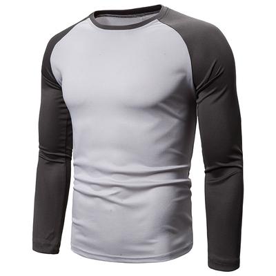 Men's Thin Long T Sleeve T-shirt Contrast Color Round Neck Men T-shirt White Black Autumn Tee Shirts Pullover Top
