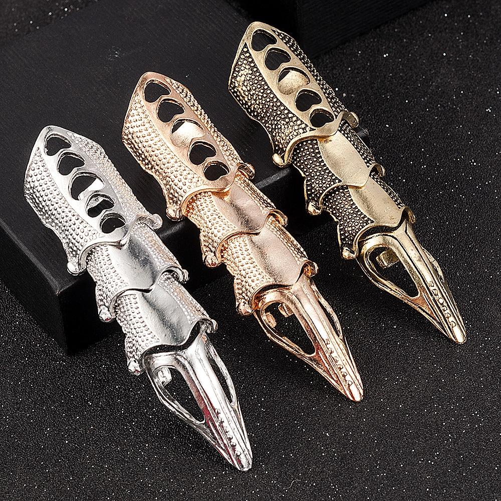 Moda Stil Şık Havalı Erkek Çocuk Punk Gotik Rock Parşömen Eklem Zırh Eklem Yüzükleri Metalik Tam Parmak Yüzükler Altın Rengi Cosplay Kendin Yap Yüzükler Moda Takı