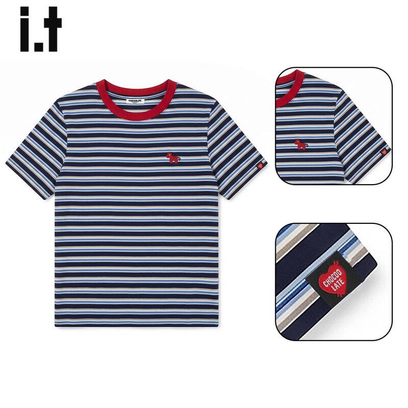 :CHOCOOLATE Women s Contrast Stripe Embroidered T-Shirt M