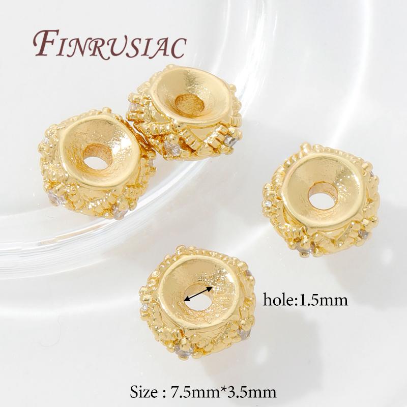 18K Gold Plated Brass Spacer Beads For Bracelets Accessories,Separator For Beads,DIY Jewelry Making Supplies,Round Metal Bead