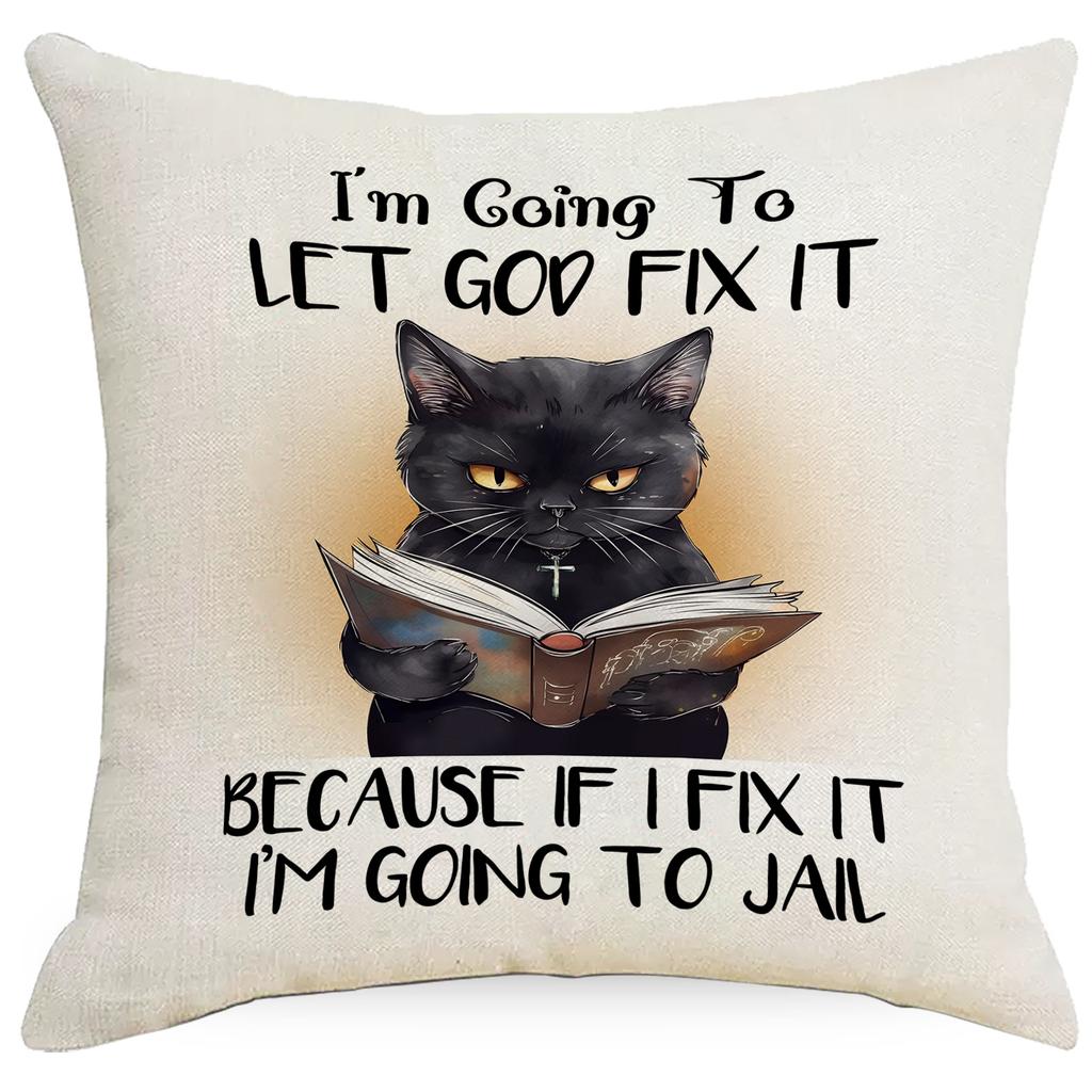 Funny Cat Animal Linen Printed Pillowcase Home Sofa Cushion Pillowcase Decoration