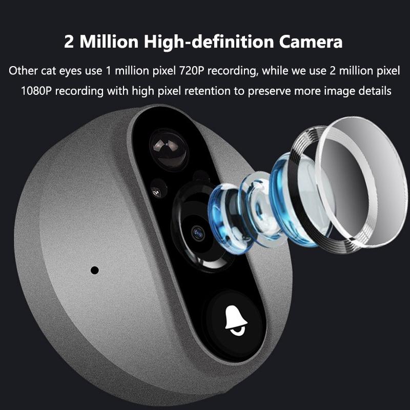 3MP WiFi Smart Tuya Peephole 5000mAh Doorbell Door Eye Camera Infrared Alexa Google Video Intercom Door Cameras Home Security
