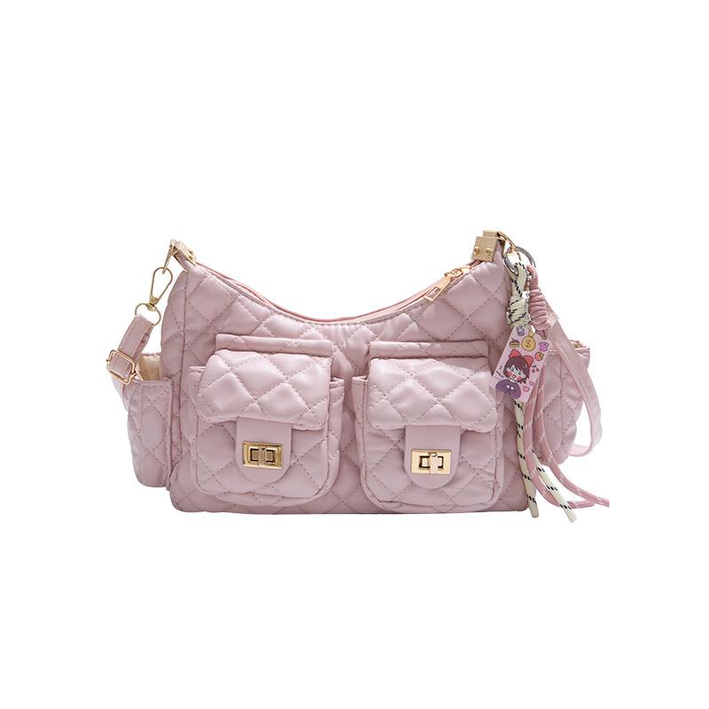 Rhombus Chain Bag Women's 2025 New Spring and Summer Niche Design Shoulder Messenger Bag Locomotive Bag Casual Armpit Bag