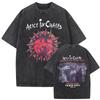 New In Top & Tees Mens T-Shirt Camisetas Rock Band Alice In Chains Dirt Washed Vintage Short Sleeved Round Neck Y2k Tshirt