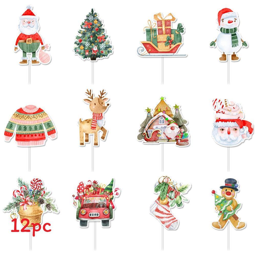 

Merry Christmas Cake Topper Flags With Paper Material For Festive Baking Decor
