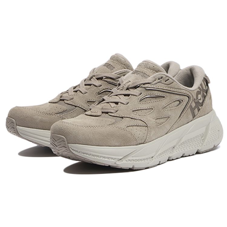 HOKA Clifton L Suede Simply Taupe Unisex Sneakers Brown Pumice-Stone 1122571-STPST