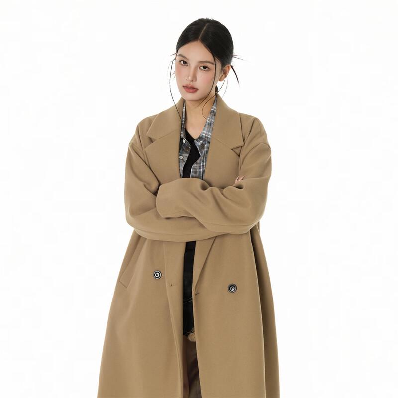 GOLFCROSS Unisex Minimalist Double-Breasted Trench Coat