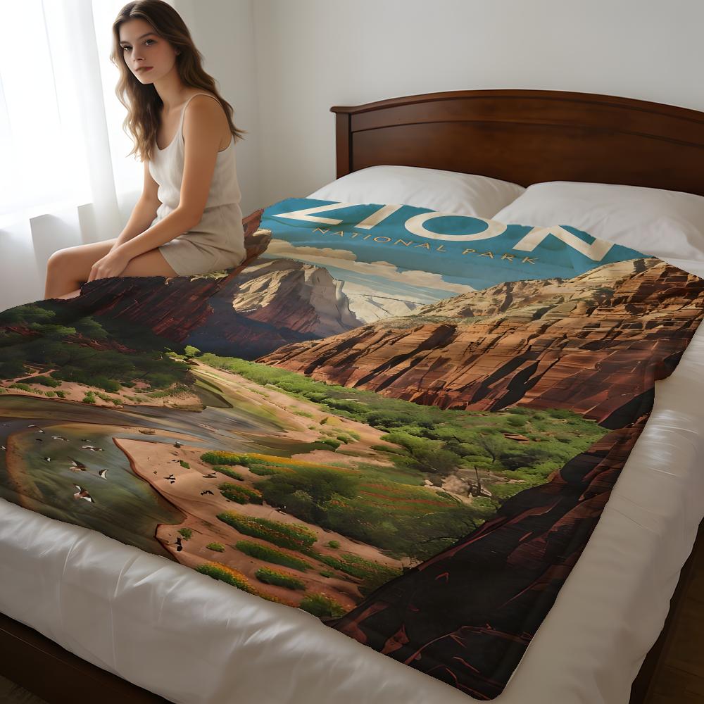 Zion National Park Throw High-Density Short Plush Blanket Soft For Sofa Air-Con Room.