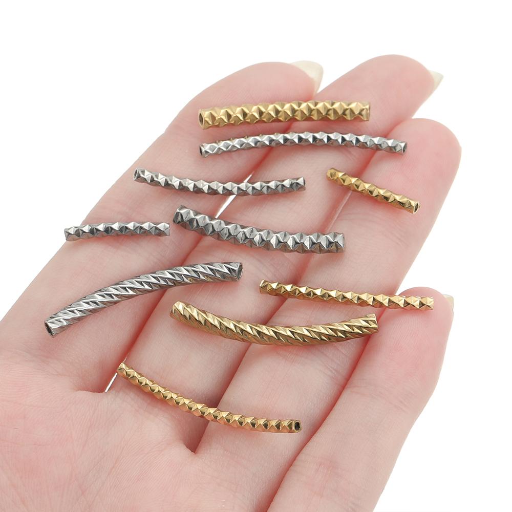 5pcs/Lots Stainless Steel Curved Long Tube Spacer Beads Connector for Handmade DIY Bracelet Necklace Jewelry Making Accessories