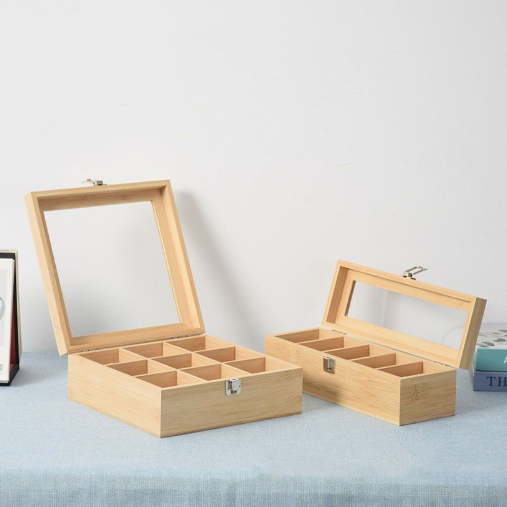 Wooden Tea Bag Storage Boxes 5/9 Grids Tea Box Holder Jewelry Organizer  Desktop Sundries