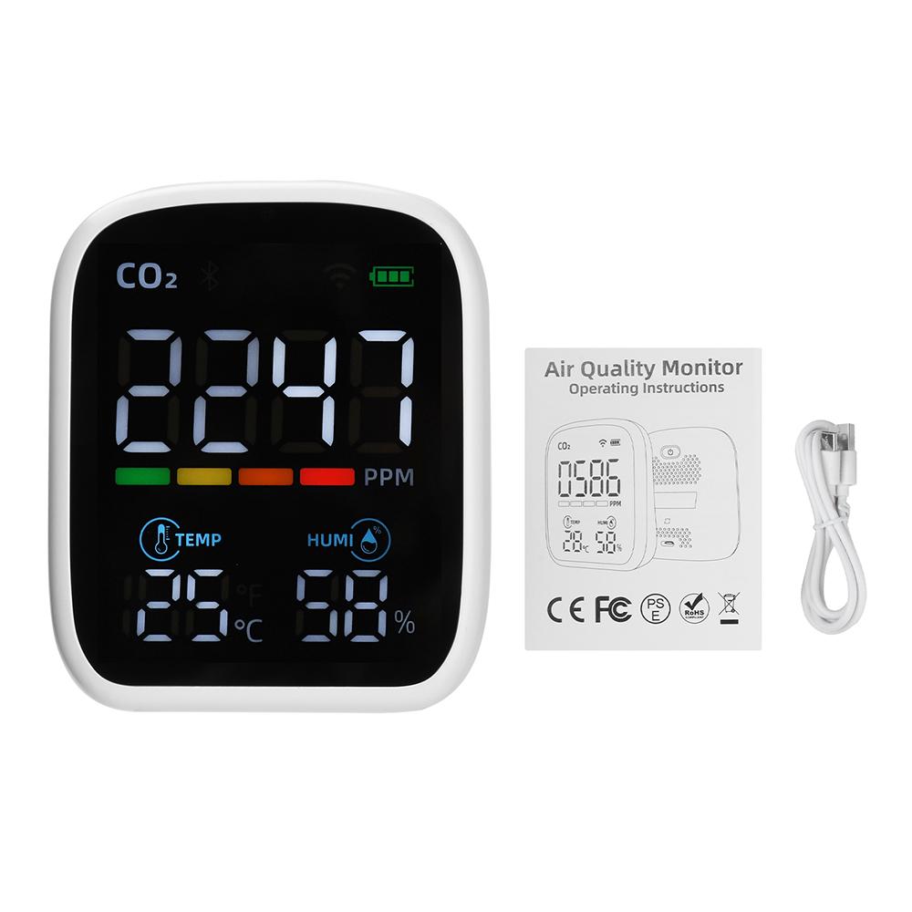 

PV28-AW Three-in-One WiFi Air Quality Monitor with CO₂ Detector and Temperature/Humidity Measurement, Supports App Control белый