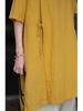 2026 Spring Women's Asymmetrical Cotton Linen Robe with Frog Buttons and Tie-Up Collar - Retro Chinese Zen Tea Wear
