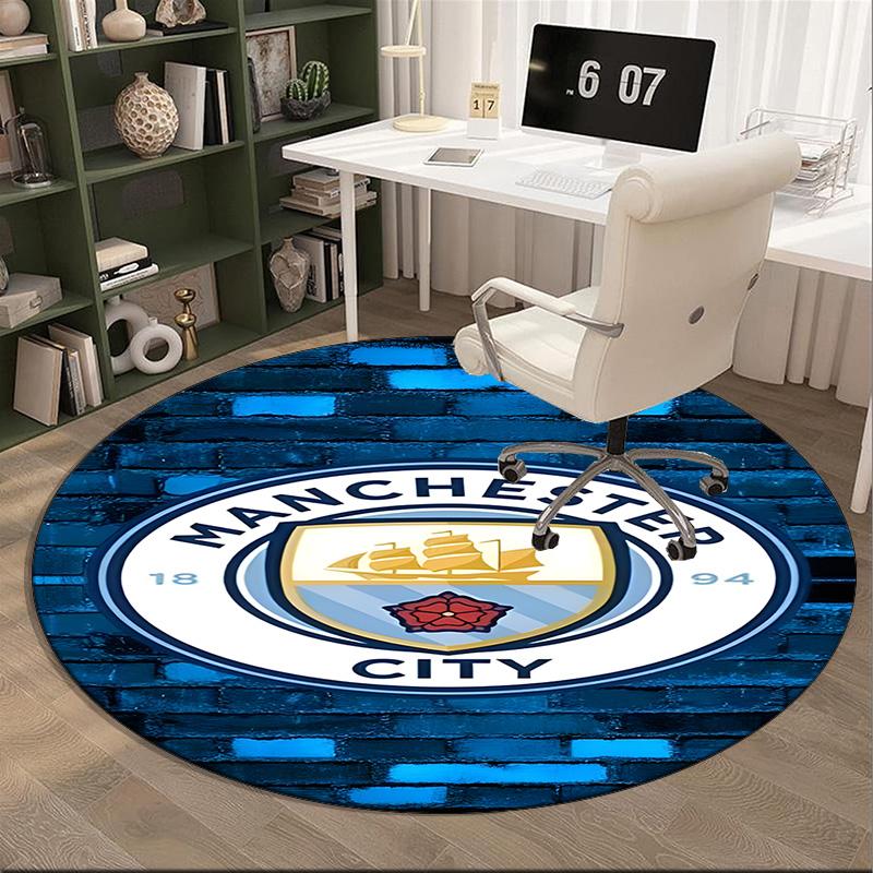 1PC round rug City Football Club Printed Round Area Rug ,Rug For Home Office, Round Chair Rug, Decorative Carpet Fan gifts Christmas gift