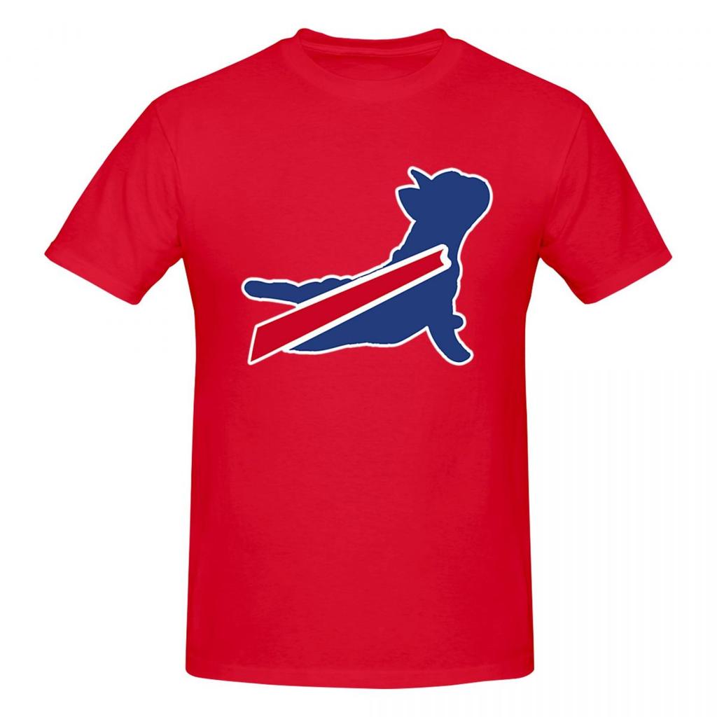 Buffalo Bills Buldog Francuski Męski T-Shirt Klasyczne Oversize T-Shirty Męskie Bawełniane Koszulki z Okrągłym Dekoltem Krótkie Letnie Męskie