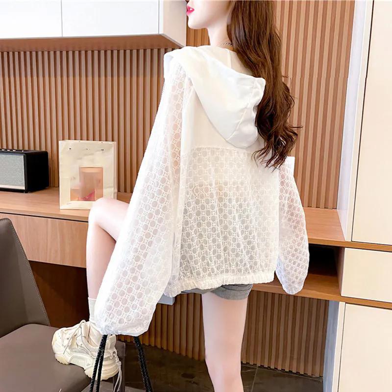 WTEMPO Female Casual Versatile Hooded Sunscreen Cardigans Spring Summer Women's Casual Gradient Zipper Coats