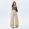 Early Spring Pure Cotton Military Green Comfort Relax Drape Saber Cut Scythe Cargo Denim Pants For Ladies Casual Pants Oversize Denim Trousers