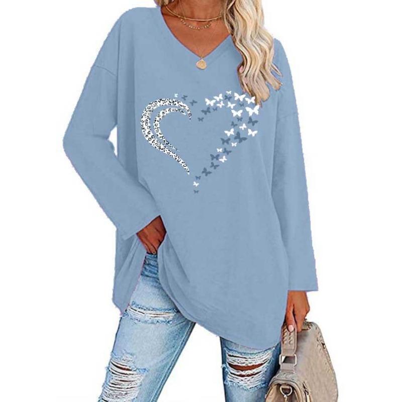 Autumn new love print long-sleeved loose shirt