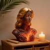 Blazing Maiden Figurine Flame Girl Bust Statue Resin Sculpture Home Office Desktop Artistic Decoration Ornament