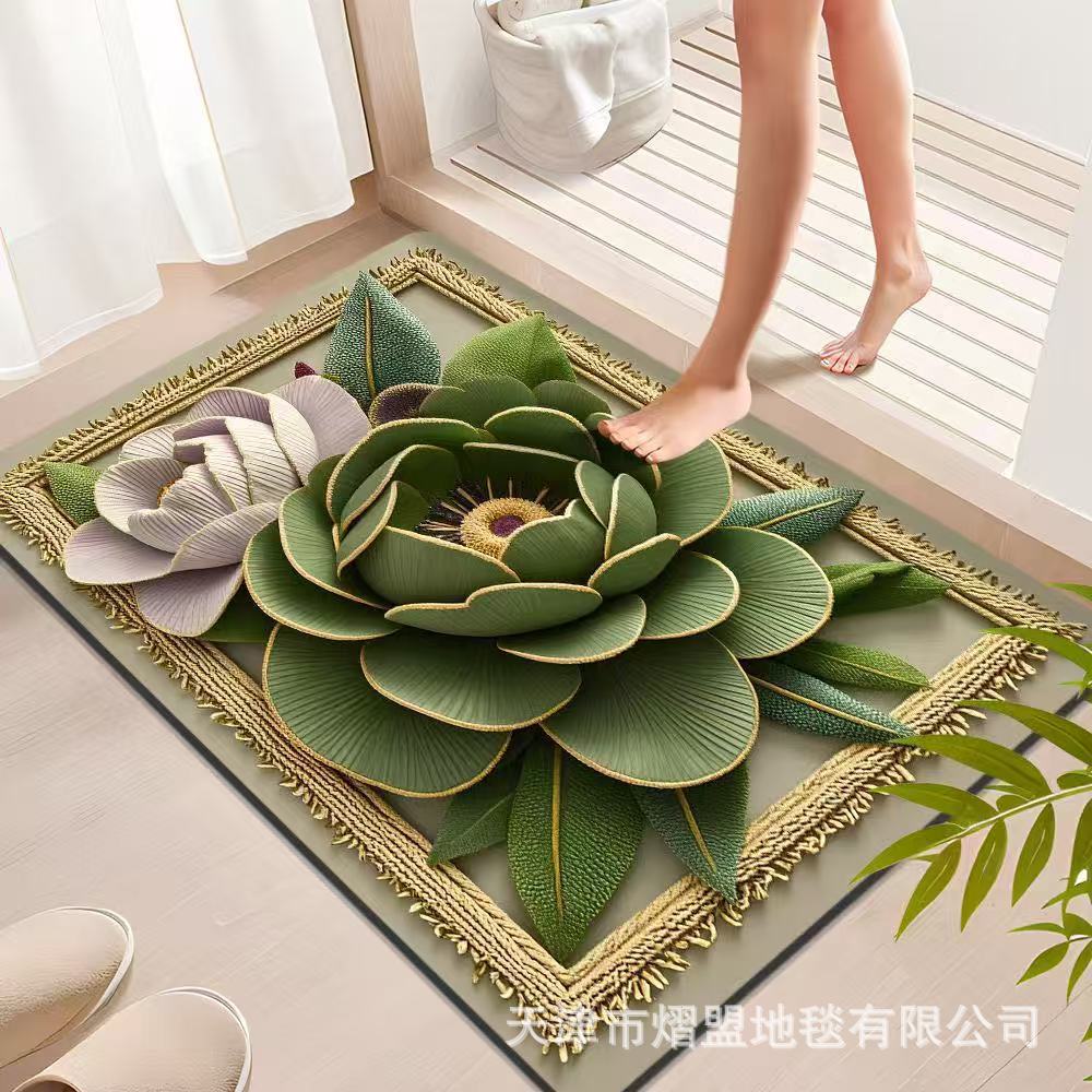 3D Flower Carpet Irregular Flower Shaped Water Absorbing Quick Drying Floor Mat Dirt Resistant and Wear-resistant Foot Mat