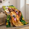Golden Retriever Group Floral Blanket bedroom Blanket for Livingroom Couch lunch break Soft throw for Friend's festival Gift