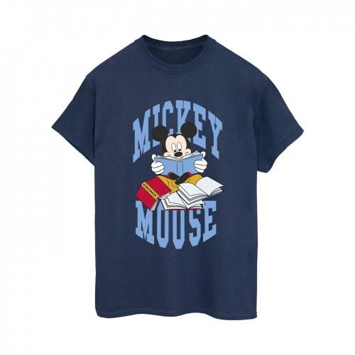 Disney Womens/Ladies Mickey Mouse Reading Cotton Boyfriend T-Shirt
