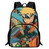 Cartoon NARUTO Pattern Lightweight Backpack With Front Pocket Adjustable Shoulder Strap Unisex Suitable For Children Age 6-10