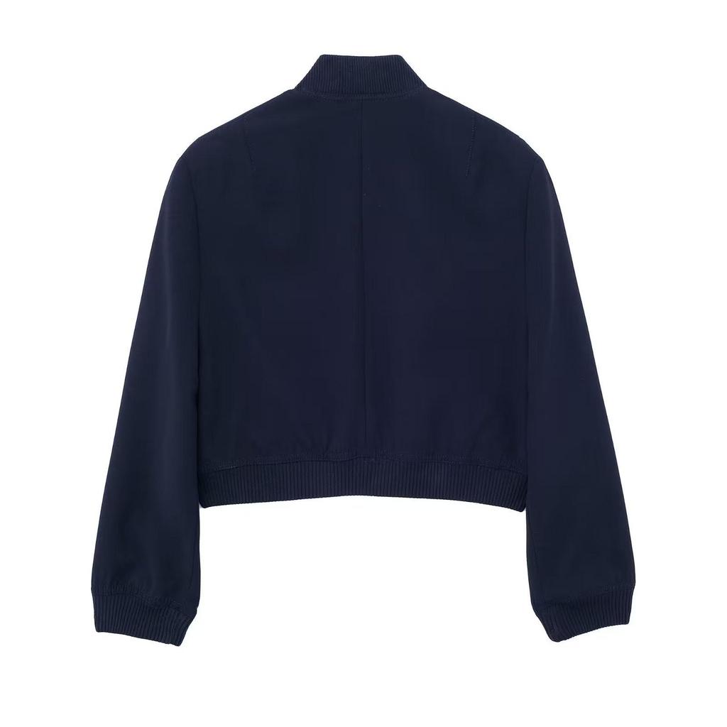 Summer 2024 Women's European-American Style Bomber Jacket with Large Pockets