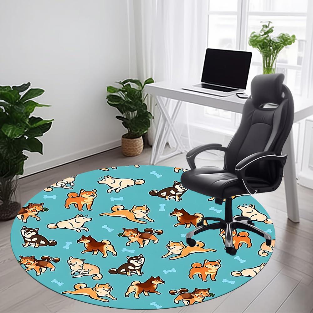 1pc Dogs Bones Office Round Area Rug, Under Office Chairs Bedroom Living Room Home Decor, Room Deco