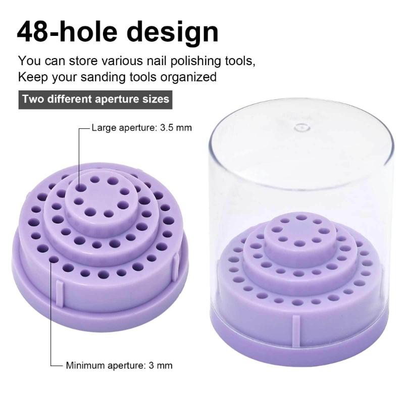 48 Hole Nail Drill Bit Holder Storage Case For Manicure Tools ABS Organizer Box