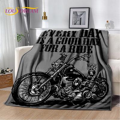 Manta de Felpa Suave con Calavera de Motocicleta Retro Vintage, Manta de Franela, Manta para Salón, Dormitorio, Cama, Sofá, Cubierta de Picnic