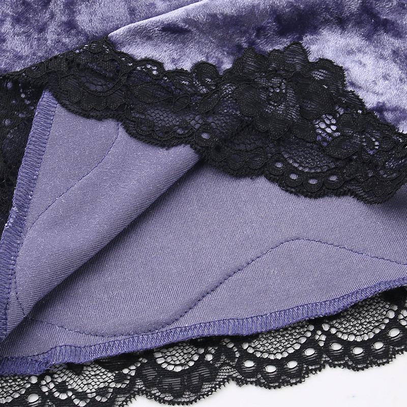 GMXIA Summer Sexy Spice Patchwork Top for Women Dark Wind Velvet Lace Lace Camisole