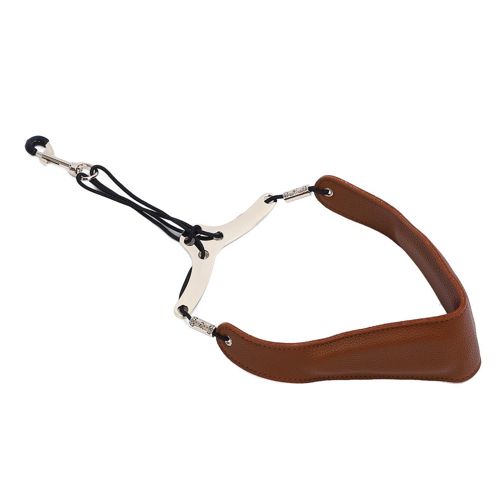 Saxophone Neck Strap for Alto Tenor Sax Breathable Adjustable Instrument Accessories with Metal Hook Coffee