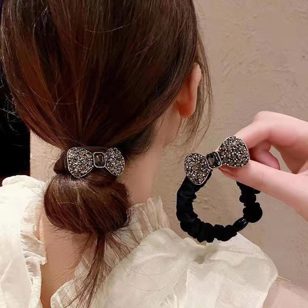

Women s Bling Cubic Ribbon Fashion Hair Ties with 2 Bows