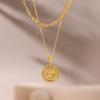 Stainless Steel Sun Heart Pendant Necklace Gold Plated Ladies Choker Jewelry  Wedding
