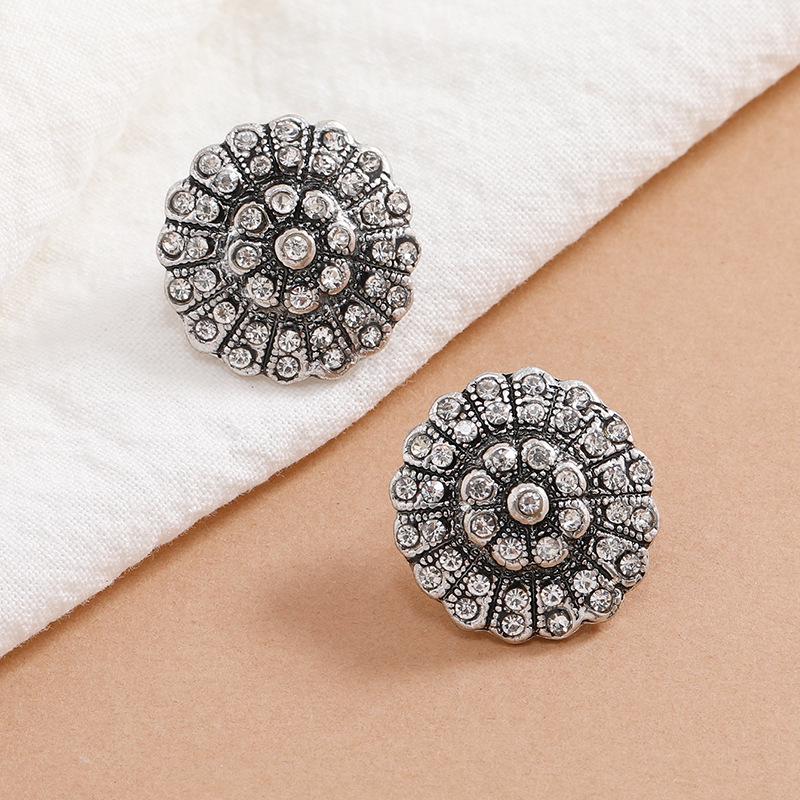 Retro Bohemian Ethnic Rhinestone French Buckle Earrings Studs Jewelry