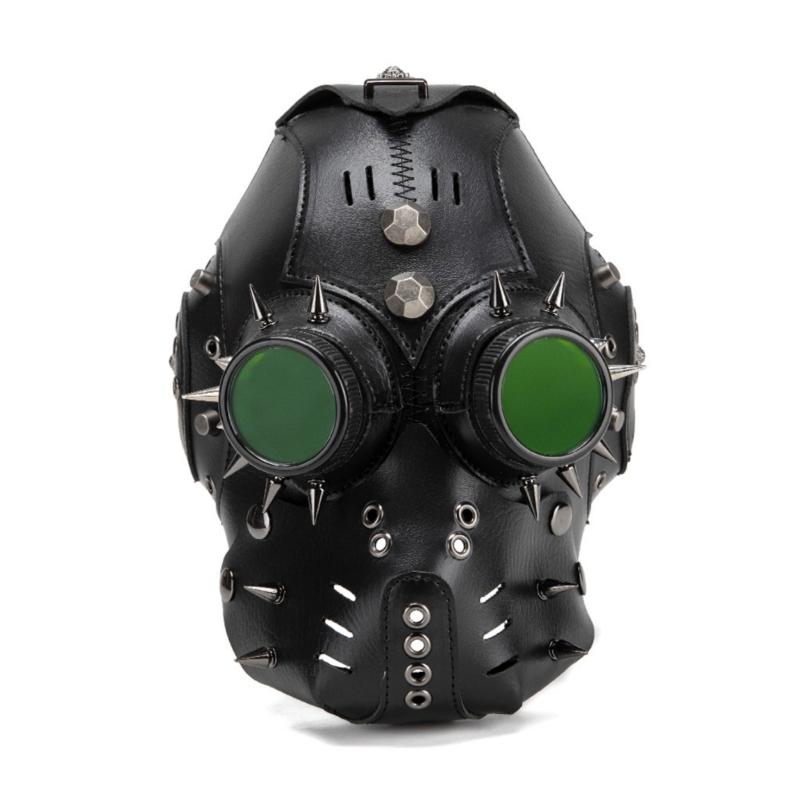 

Punk Style Adjustable Mask For Halloween Motorcycle Riding Cosplay Party Costume Accessory Breathable Leather Material