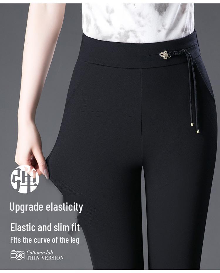 2024 Letní Dámské Zeštíhlující Strečové Zvonové Kalhoty s Vysokým Pasem - Národní Styl Rybí Ocas Skinny Střih pro Maminky Středního Věku