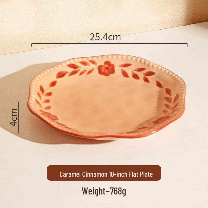

ZISIZ French Floral Underglaze 10-Inch Shallow Dinner Plates