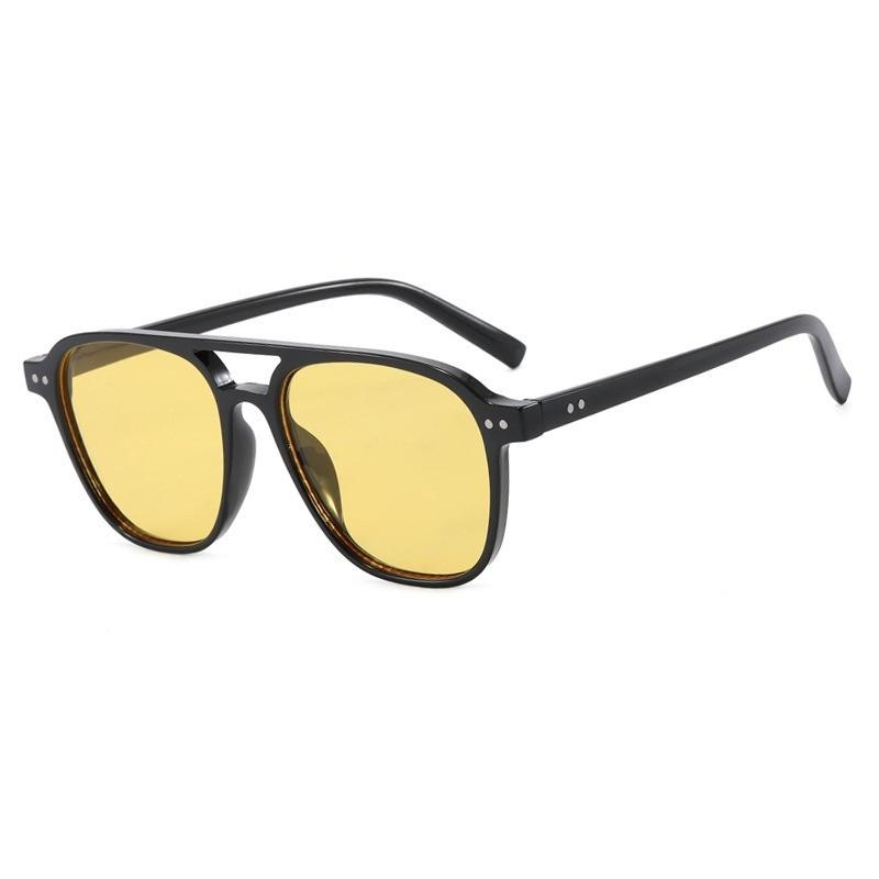 Vintage Big Square Sunglasses Unisex UV400 Black Frame Designer Shades for Men Women