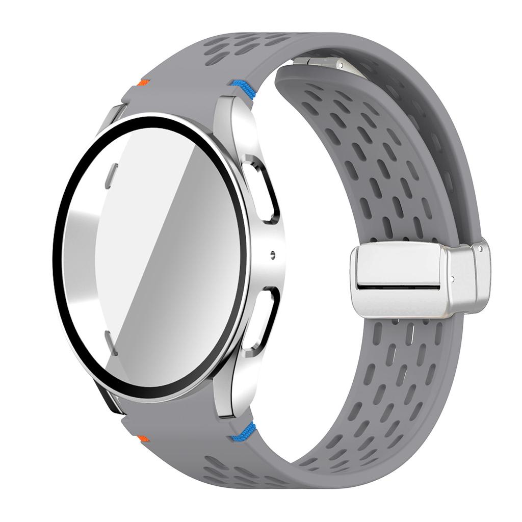 Case+Strap for Samsung Galaxy Watch 7 6 5 4 40/44mm Silicone Magnetic Band Tempered Glass Screen Film PC Protector Cover Bumper