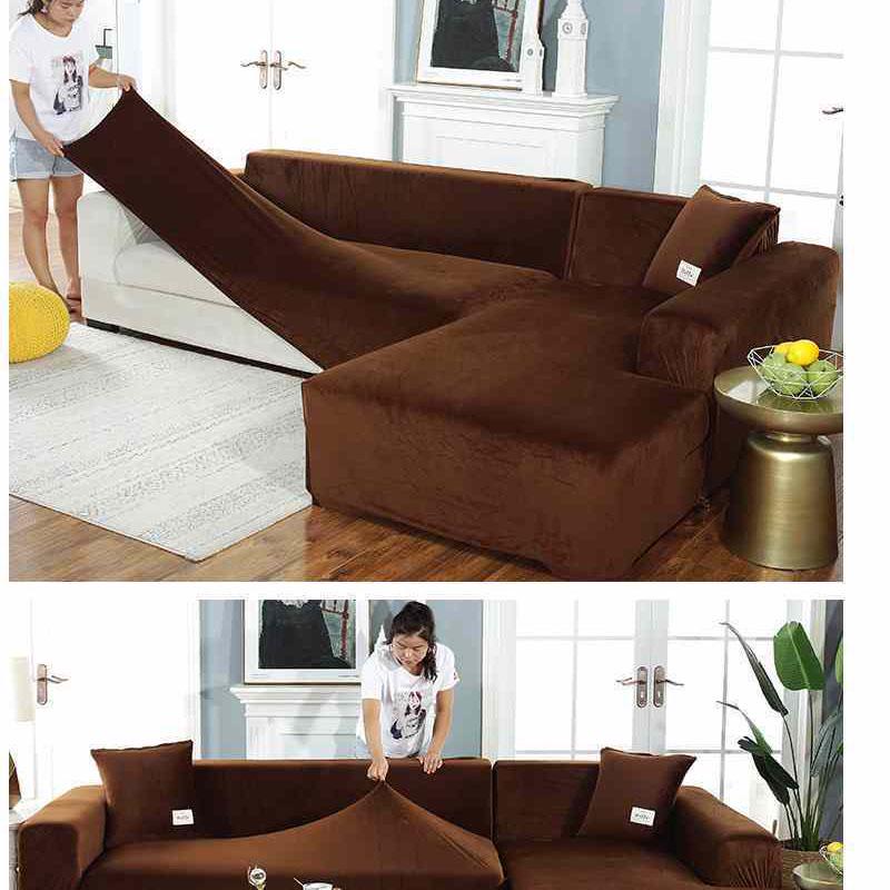 Velvet Sofa Covers for Living Room L Shaped Sofa Cover Strechable Sofa Slipcover  1/2/3/4 Seat Cushion Couch Cover