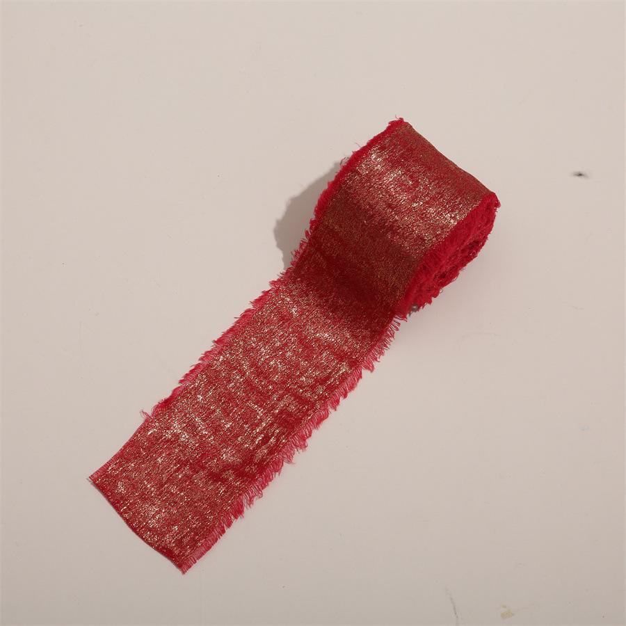 5 Yards Frayed Edged Satin Handmade Bronzing Ribbon for Wedding Invitation Bouquets Birthday Party DIY Decoration Gift 3Roll