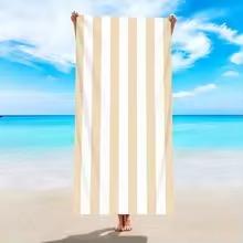 1 Stück Minimal gestreiftes Strandtuch, Ultrafeine Faser Schnelltrocknend Saugfähiges Handtuch, Strand Schwimmen Urlaub Strandtuch