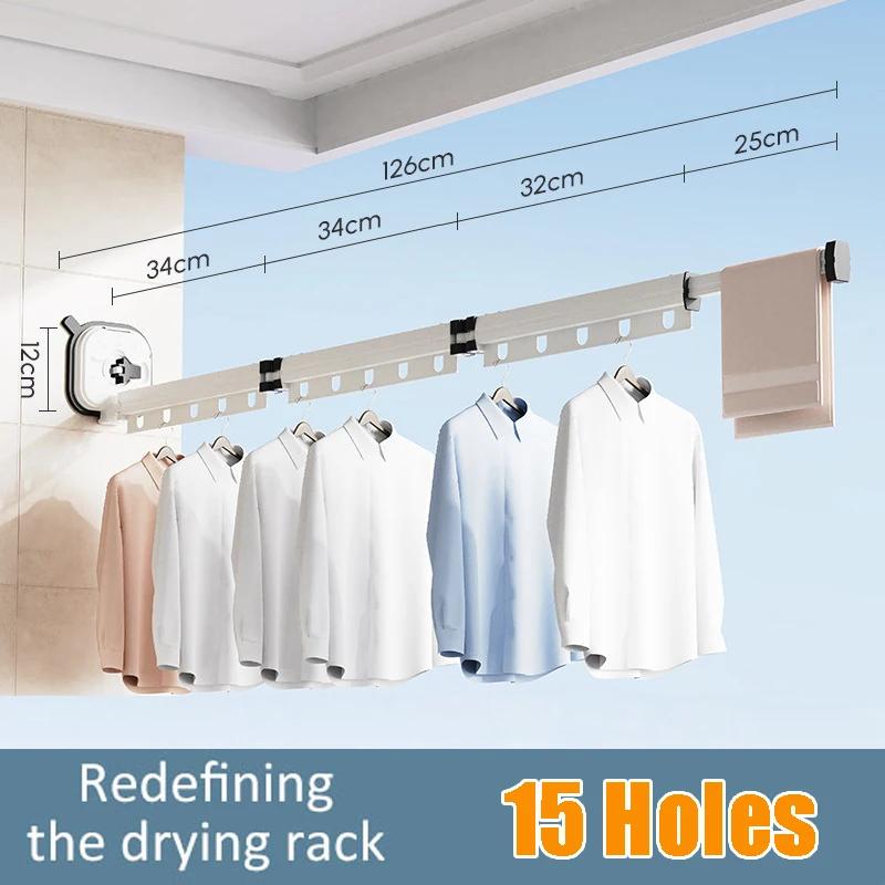 Folding Clothes Hanger Indoor Retractable Cloth Drying Rack Space Saving Home Laundry Clothesline Wall Mount Amp Clothing Rack